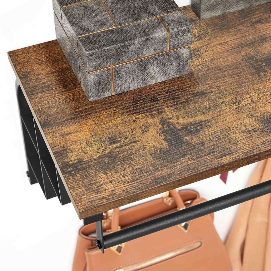 Wandkapstok met plank NATE bruin/zwart