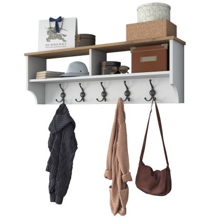 Wandkapstok RANI 120x37x22 cm wit/beige