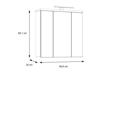 Wandkast voor de badkamer met spiegel VENOM, antraciet/bruin