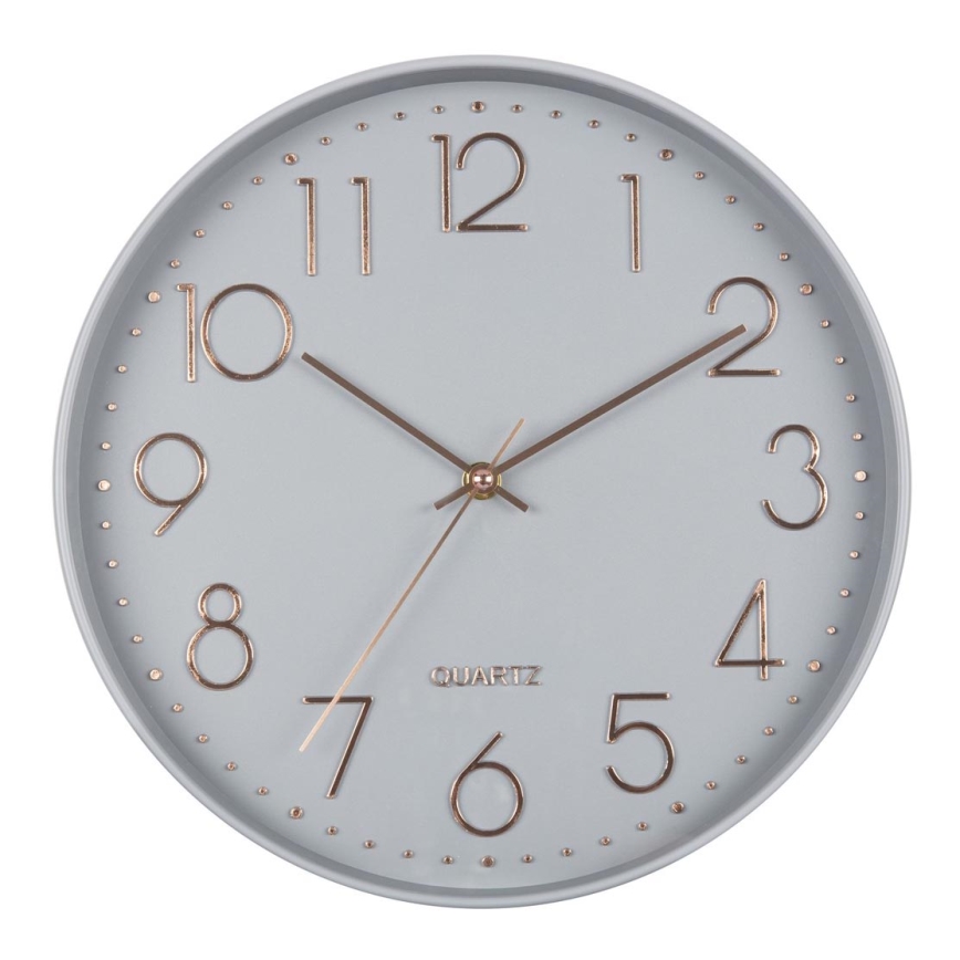 Wandklok 1xAA 29 cm grijs/rosé goud