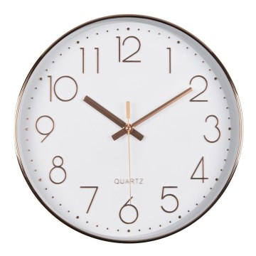 Wandklok 1xAA 29 cm wit/rosé goud