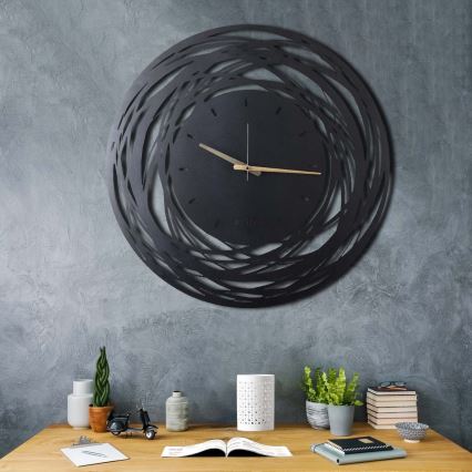 Wandklok 70 cm 1xAA zwart/goud