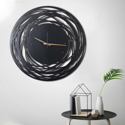 Wandklok 70 cm 1xAA zwart/goud