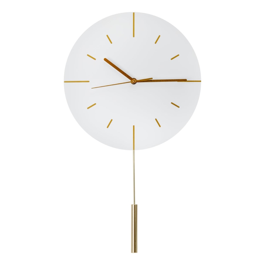 Wandklok met slinger diameter 30 cm 1xAA wit/goud