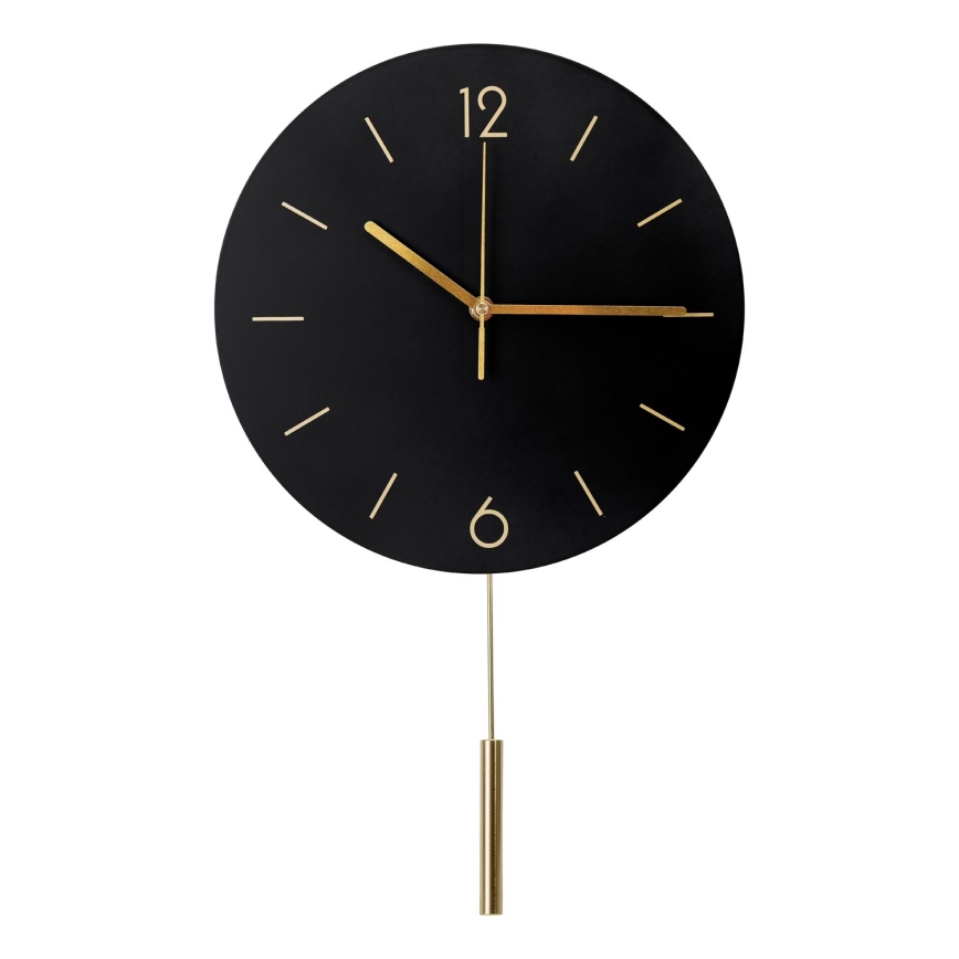Wandklok met slinger diameter 30 cm 1xAA zwart/goud