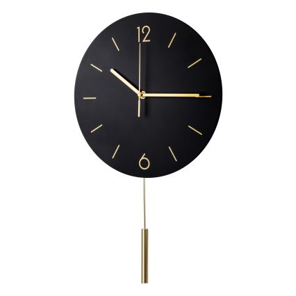 Wandklok met slinger diameter 30 cm 1xAA zwart/goud