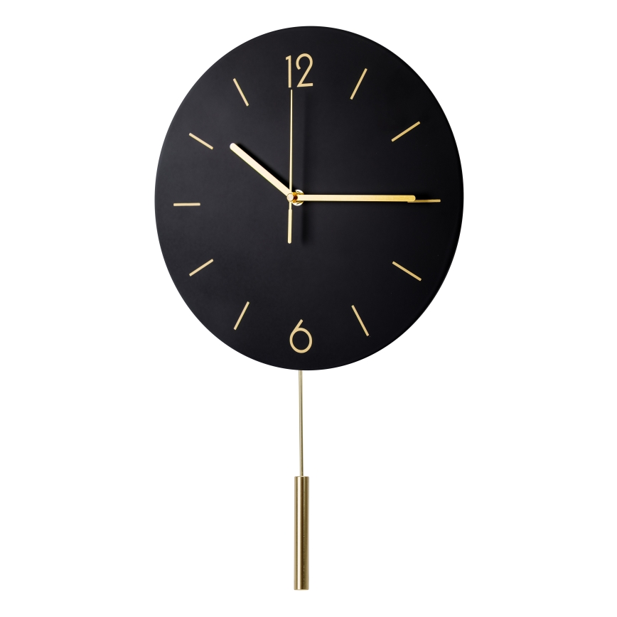 Wandklok met slinger diameter 30 cm 1xAA zwart/goud