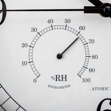 Wandklok met thermometer en vochtigheidsmeter diameter 30 cm 1xAA zwart/wit