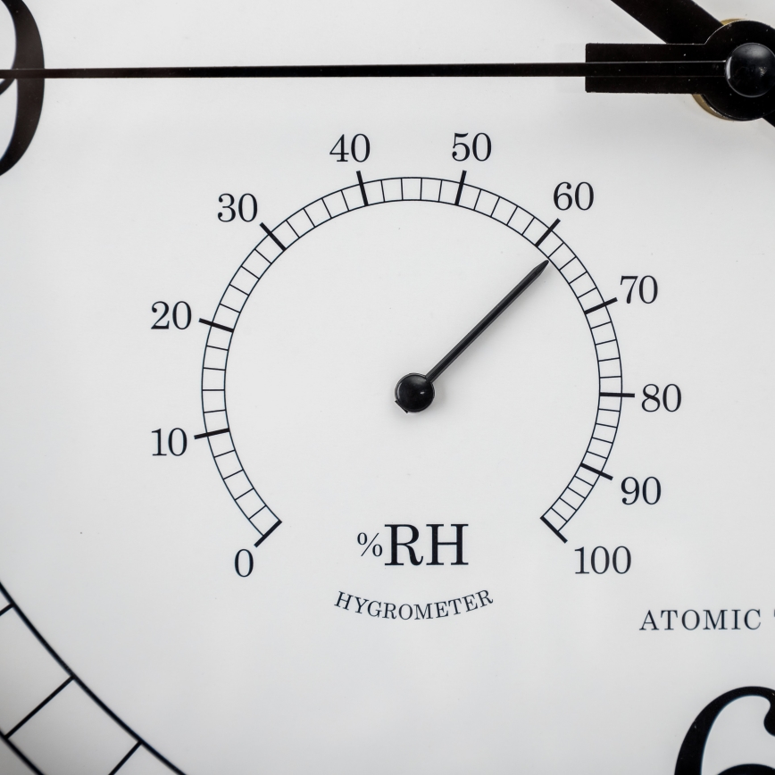 Wandklok met thermometer en vochtigheidsmeter diameter 30 cm 1xAA zwart/wit