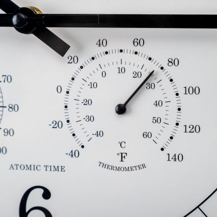 Wandklok met thermometer en vochtigheidsmeter diameter 30 cm 1xAA zwart/wit