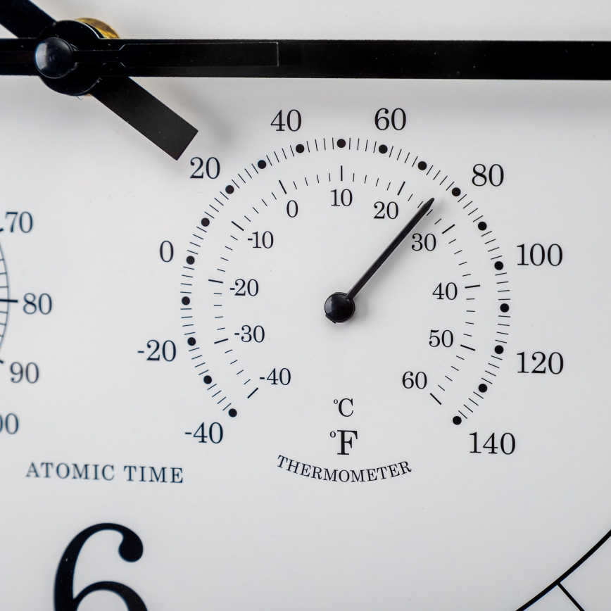 Wandklok met thermometer en vochtigheidsmeter diameter 30 cm 1xAA zwart/wit