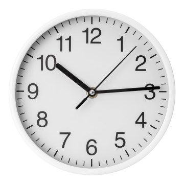 Wandklok Ø 20 cm 1xAA wit/zwart