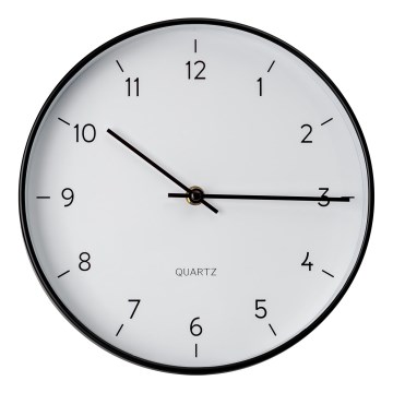 Wandklok Ø 25 cm 1xAA zwart/wit