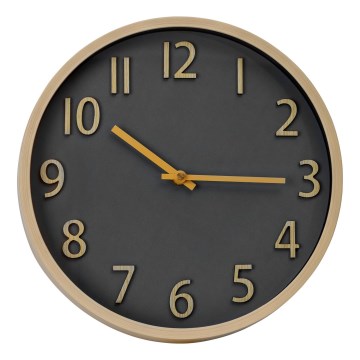 Wandklok Ø 30 cm 1xAA goud/grijs