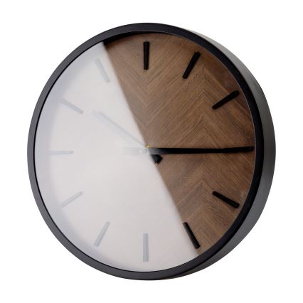 Wandklok Ø 30 cm 1xAA zwart/bruin
