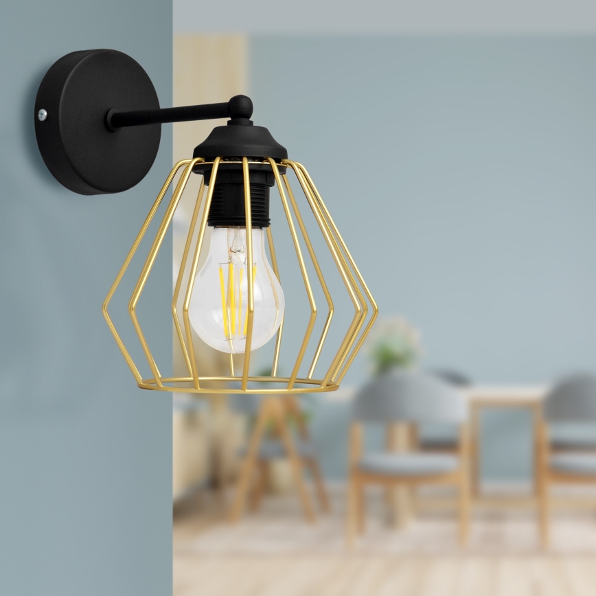 Wandlamp AGAT 1xE27/15W/230V goud/zwart