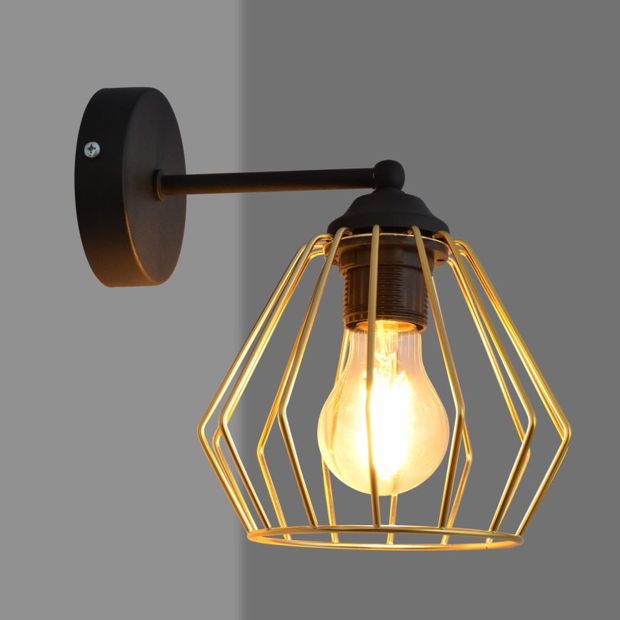 Wandlamp AGAT 1xE27/15W/230V goud/zwart