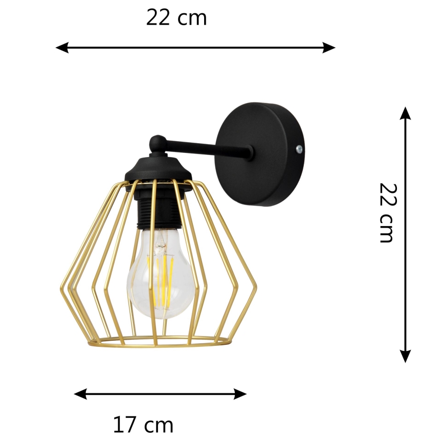 Wandlamp AGAT 1xE27/15W/230V goud/zwart