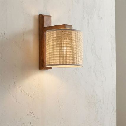 Wandlamp AIDA 1xE27/15W/230V eiken/raffia