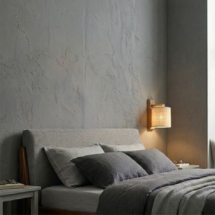Wandlamp AIDA 1xE27/15W/230V eiken/raffia