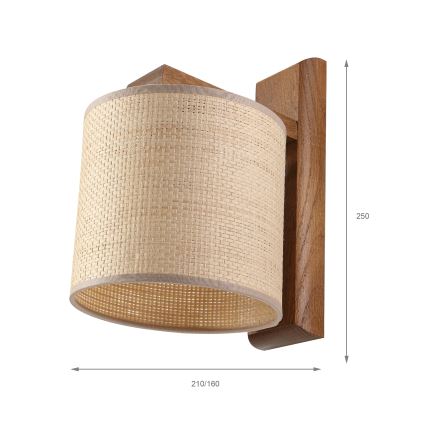 Wandlamp AIDA 1xE27/15W/230V eiken/raffia