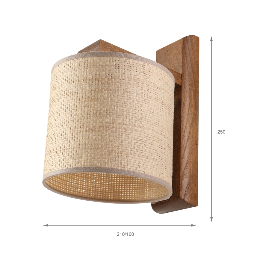 Wandlamp AIDA 1xE27/15W/230V eiken/raffia