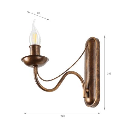 Wandlamp ANTON 1xE14/60W/230V bronskleurig