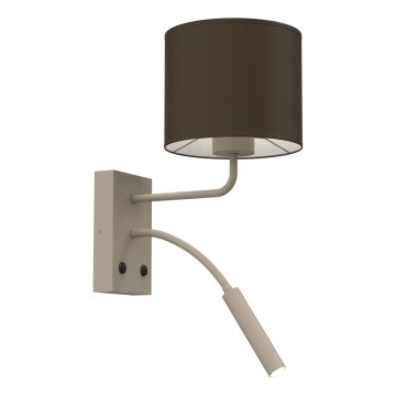 Wandlamp ARDEN 1xE27/15W/230V + 1xG9/8W beige/bruin