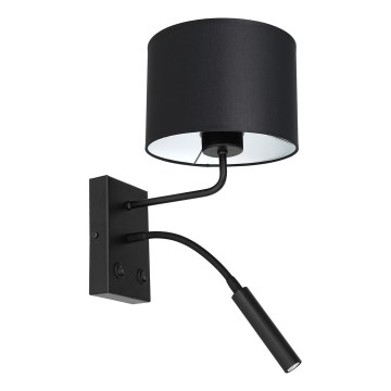 Wandlamp ARDEN 1xE27/60W+1xG9/8W/230V zwart/wit