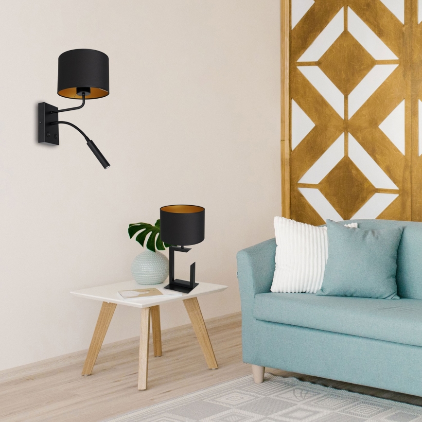 Wandlamp ARDEN 1xE27/60W/230V + 1xG9/8W zwart/goud