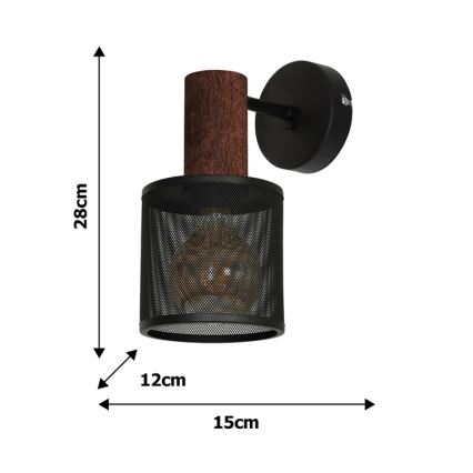 Wandlamp ARES BLACK 1xE27/60W/230V