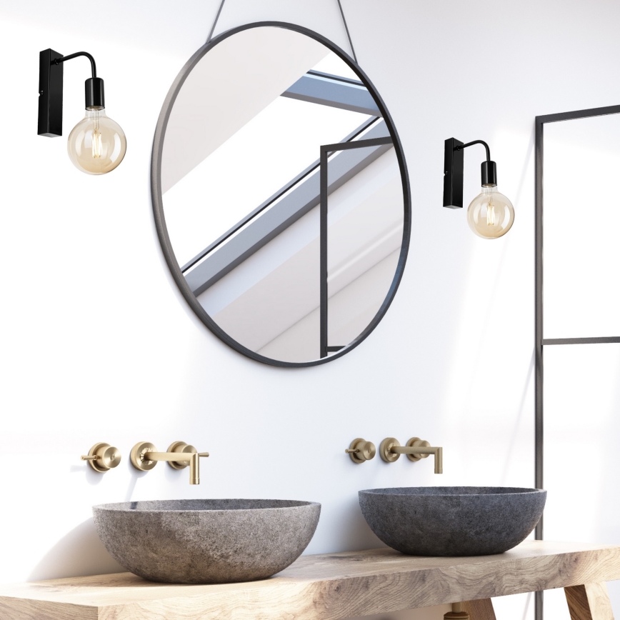 Wandlamp ASTRID 1xE27/60W/230V glanzend zwart