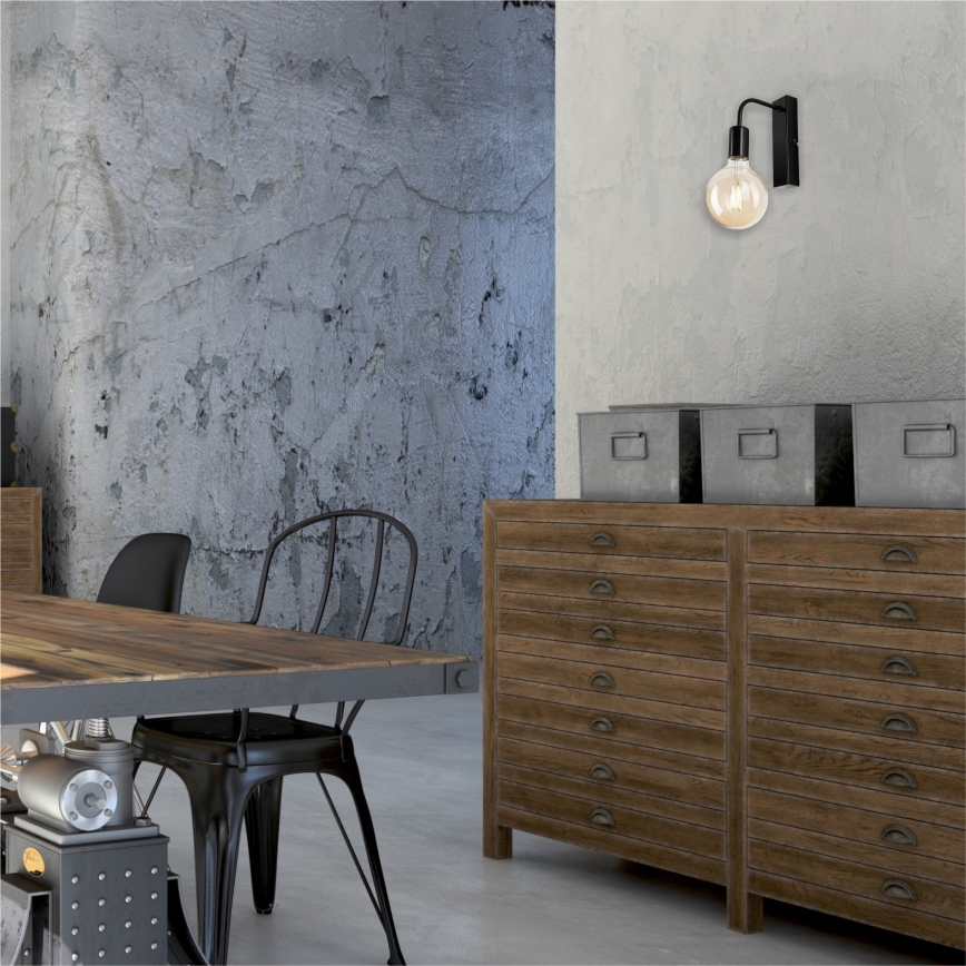 Wandlamp ASTRID 1xE27/60W/230V glanzend zwart