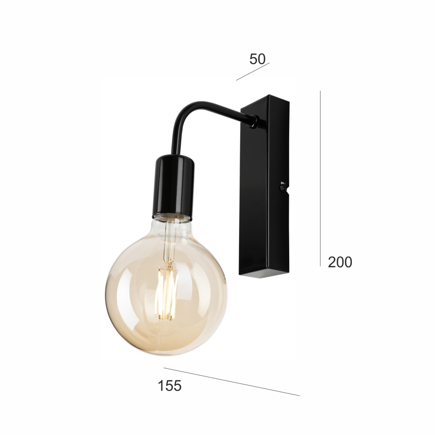 Wandlamp ASTRID 1xE27/60W/230V glanzend zwart