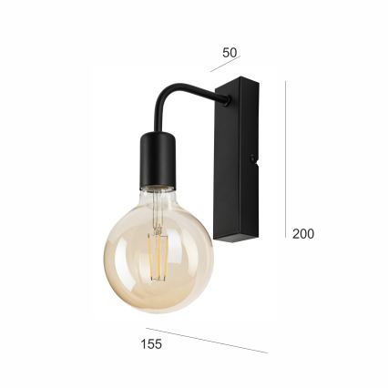 Wandlamp ASTRID 1xE27/60W/230V mat zwart
