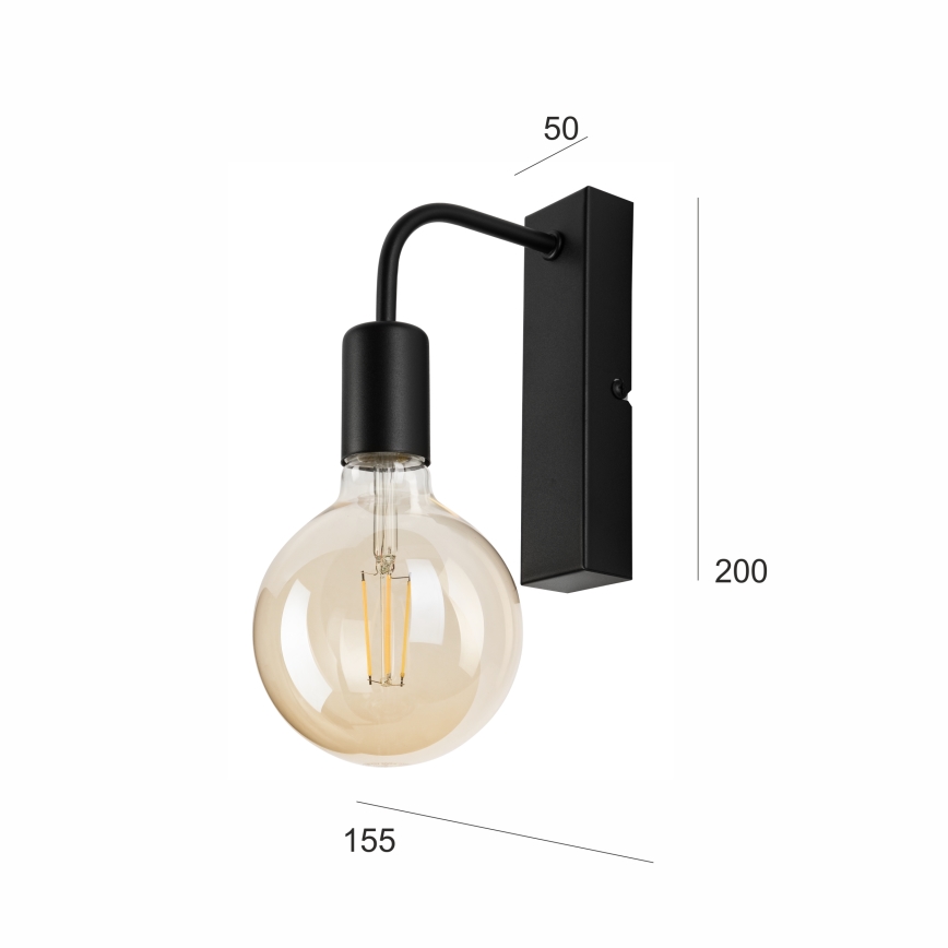Wandlamp ASTRID 1xE27/60W/230V mat zwart