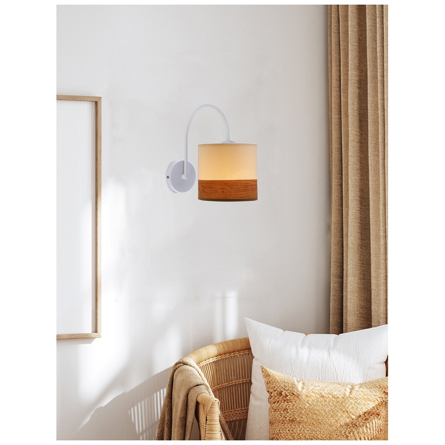 Wandlamp BIANCO 1xE27/40W/230V wit/bruin