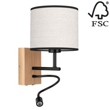 Wandlamp BOHO 1xE27/25W/230V + LED/1W/230V eiken - FSC-gecertificeerd