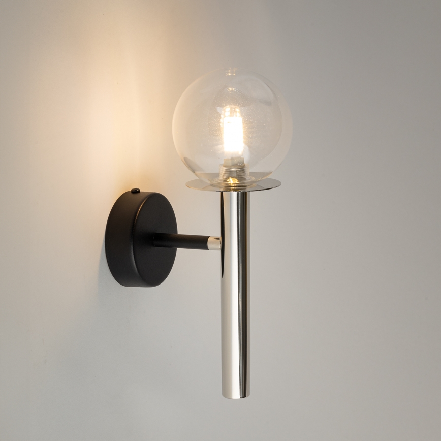 Wandlamp DAISY 1xG9/12W/230V glanzend chroom/zwart/doorzichtig
