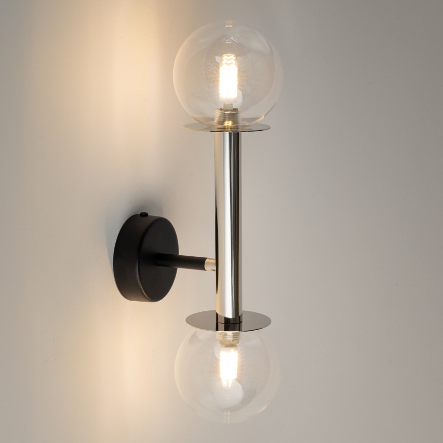 Wandlamp DAISY 2xG9/12W/230V glanzend chroom/zwart/doorzichtig