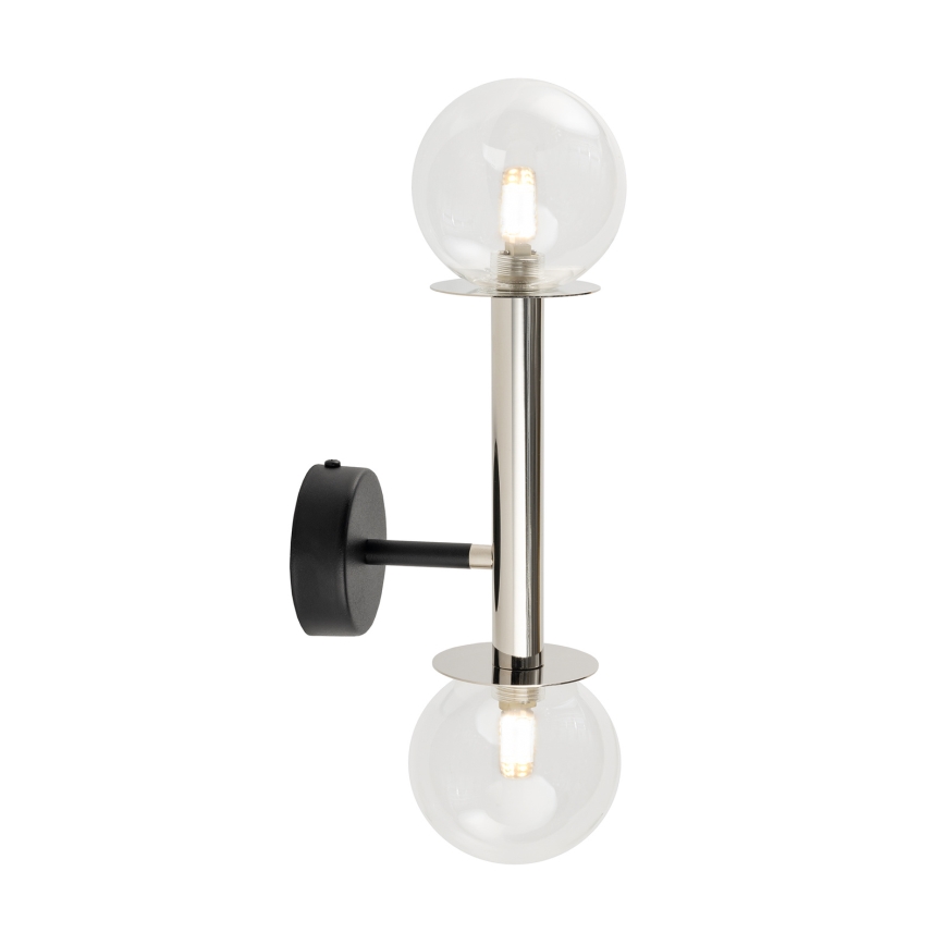 Wandlamp DAISY 2xG9/12W/230V glanzend chroom/zwart/doorzichtig