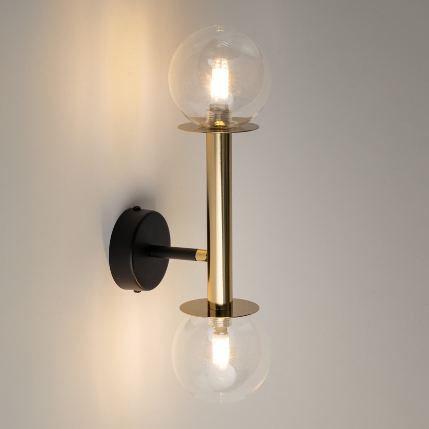 Wandlamp DAISY 2xG9/12W/230V goud/zwart/doorzichtig