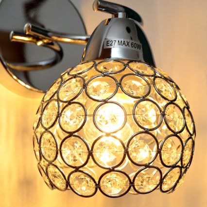 Wandlamp DORIS 1xE27/15W/230V glanzend chroom/doorzichtig