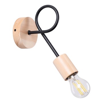 Wandlamp EMBER 1xE27/15W/230V zwart/beige/beuken