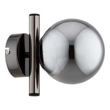 Wandlamp ERAL 1xE14/10W/230V glanzend chroom/zwart/rookglas