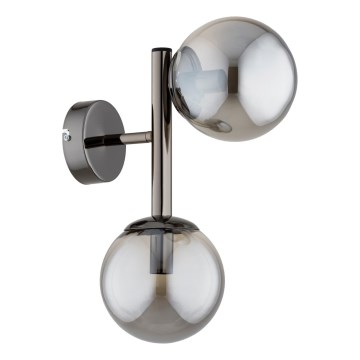 Wandlamp ERAL 2xE14/10W/230V glanzend chroom/zwart/rookkleurig