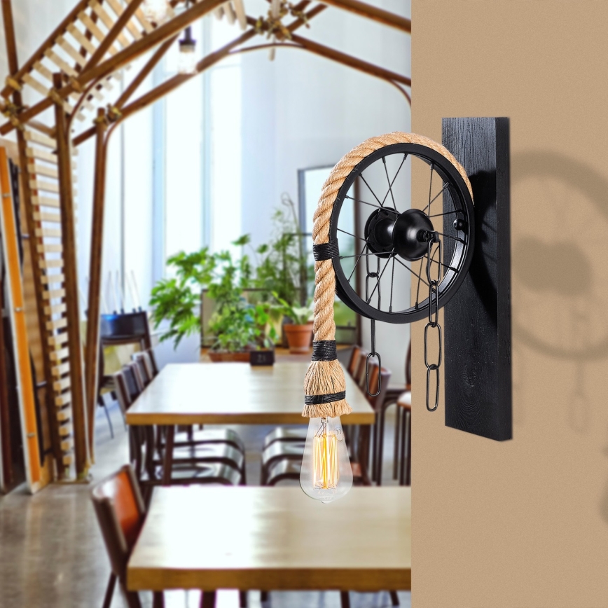 Wandlamp EREBOS 1xE27/40W/230V zwart/bruin