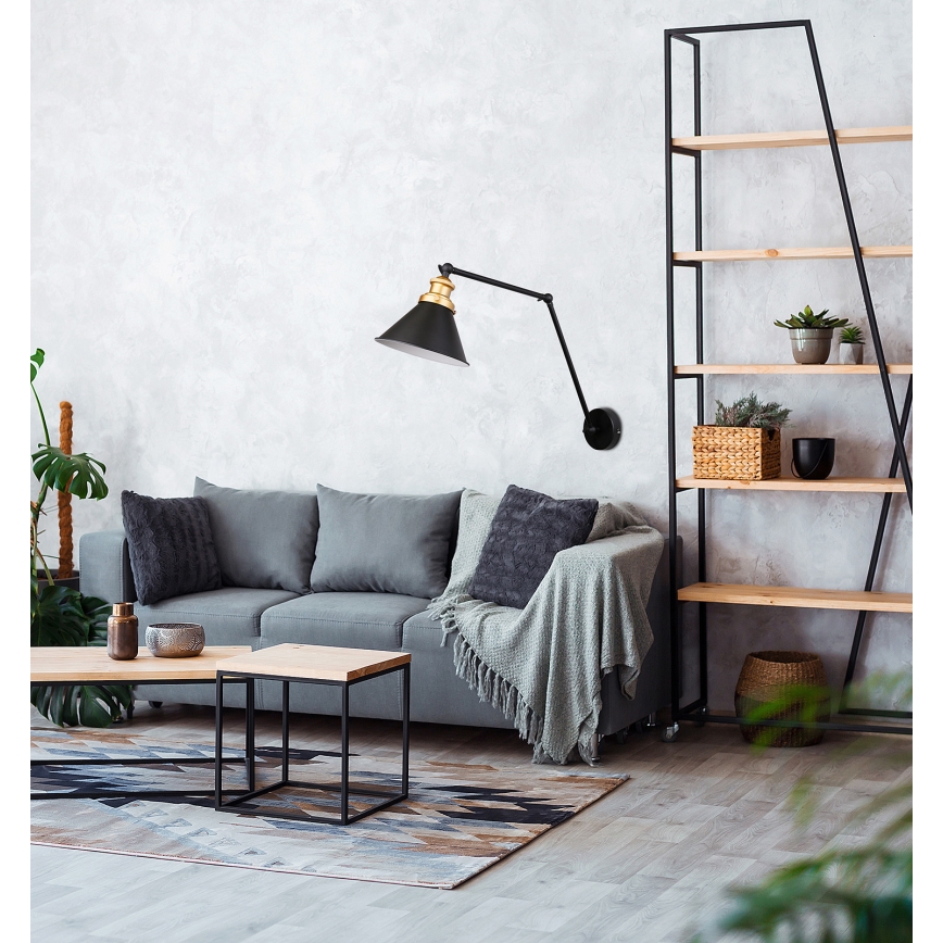 Wandlamp FUNDO 1xE27/40W/230V zwart/goud