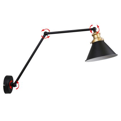 Wandlamp FUNDO 1xE27/40W/230V zwart/goud