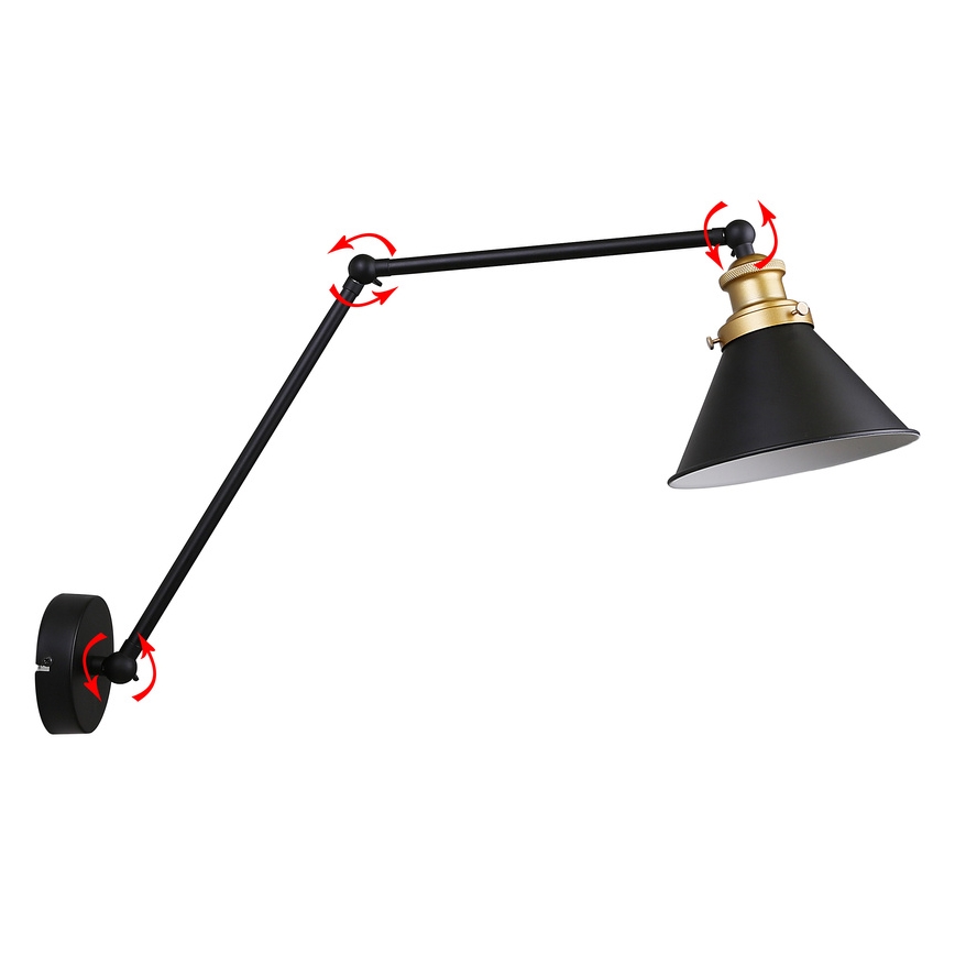 Wandlamp FUNDO 1xE27/40W/230V zwart/goud
